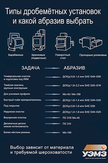 Виды дробемётных установок: выбор абразива Виды дробемётных установок: выбор абразива